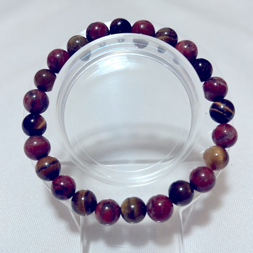 Protection Bracelet, Earthy Tiger Eye Stone and Matte Picasso Beaded NWOT